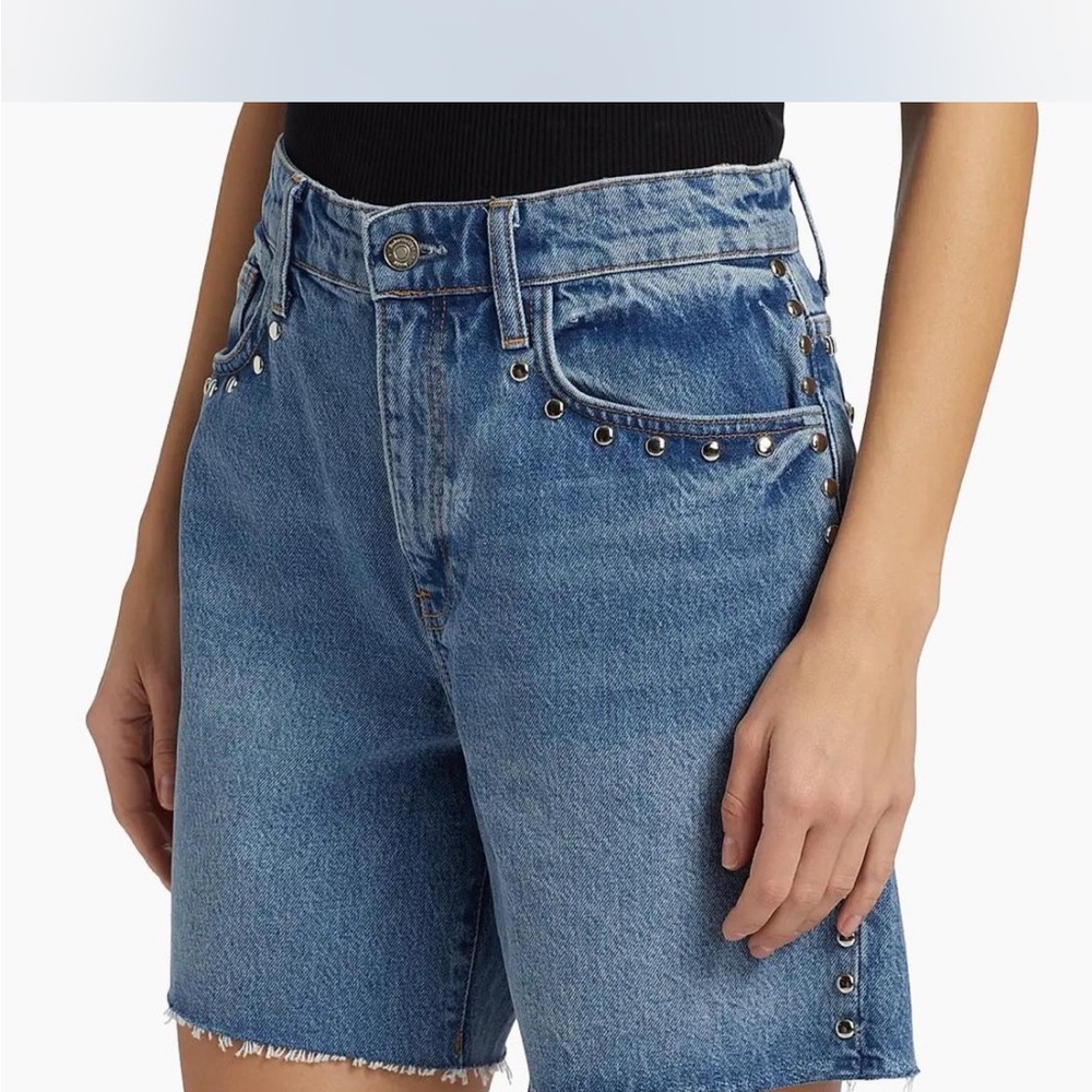 Reformation Raye Studded Mid-Rise Denim Shorts